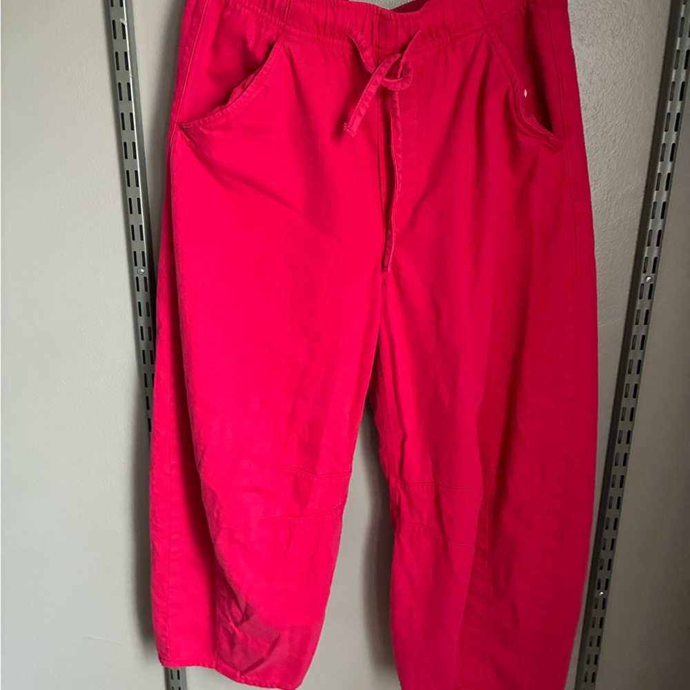 GAP Hot Pink Drawstring Barrel Pants